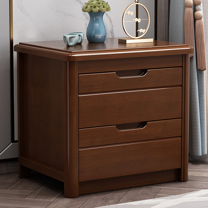 Contemporary Bed Nightstand Solid Wood Night Table with 2 Drawers