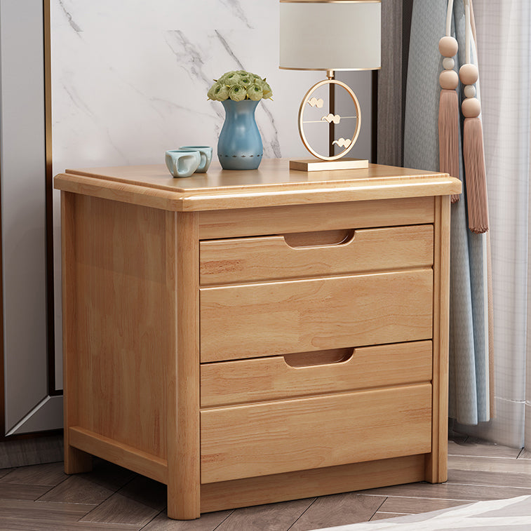 Contemporary Bed Nightstand Solid Wood Night Table with 2 Drawers