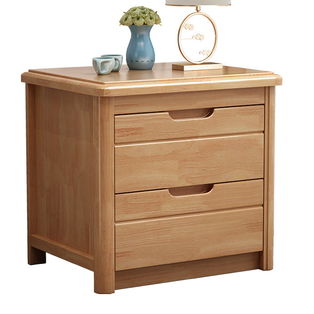 Contemporary Bed Nightstand Solid Wood Night Table with 2 Drawers