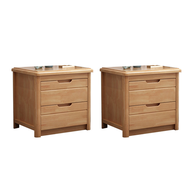 Contemporary Bed Nightstand Solid Wood Night Table with 2 Drawers