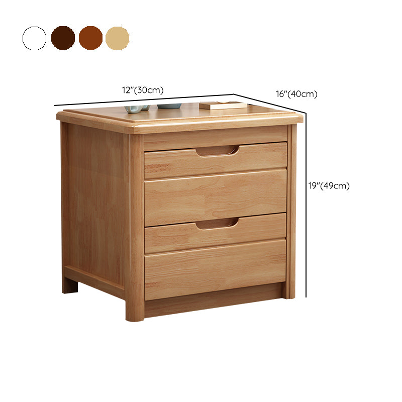 Contemporary Bed Nightstand Solid Wood Night Table with 2 Drawers