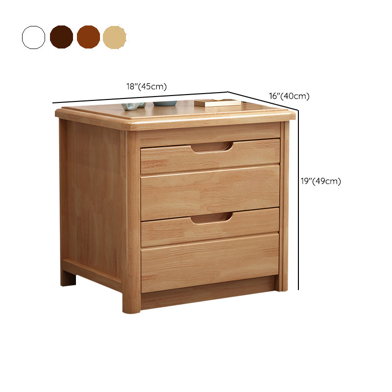 Contemporary Bed Nightstand Solid Wood Night Table with 2 Drawers