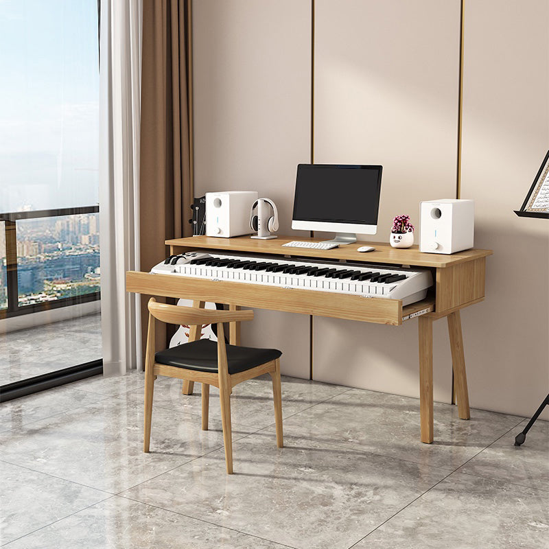 Modern Style Natural Piano Table Solid Wood Parsons Base Computer Desk