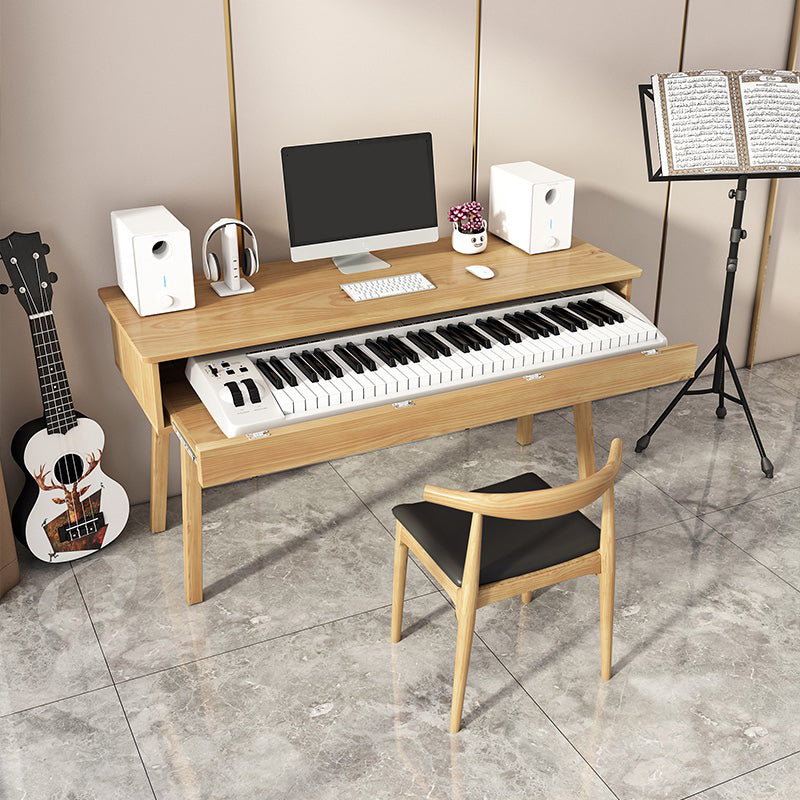 Modern Style Natural Piano Table Solid Wood Parsons Base Computer Desk