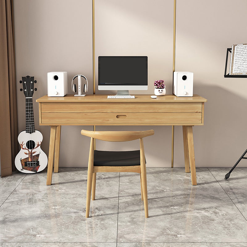 Modern Style Natural Piano Table Solid Wood Parsons Base Computer Desk