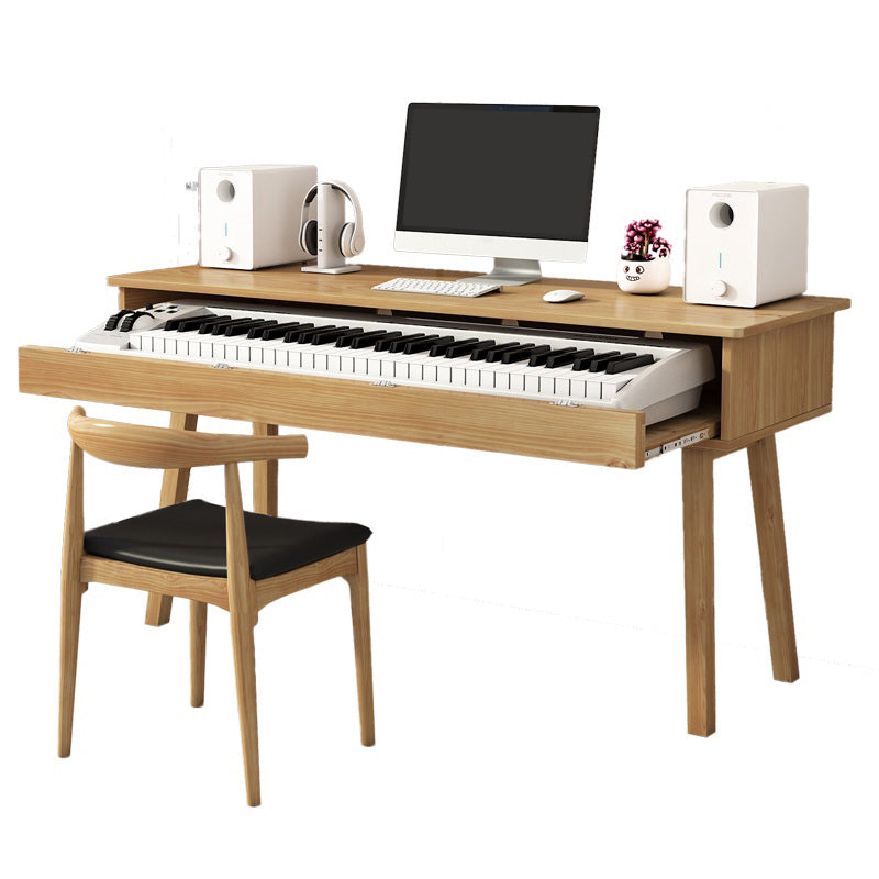 Modern Style Natural Piano Table Solid Wood Parsons Base Computer Desk