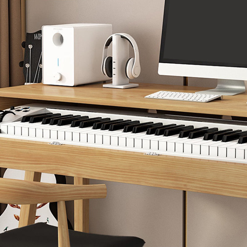 Modern Style Natural Piano Table Solid Wood Parsons Base Computer Desk