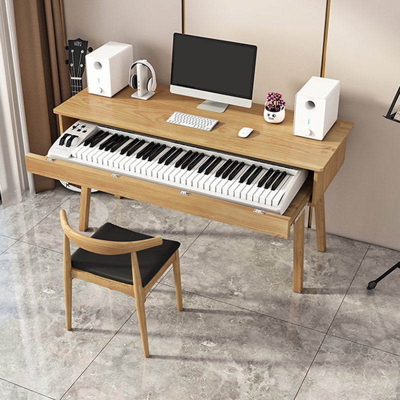 Modern Style Natural Piano Table Solid Wood Parsons Base Computer Desk