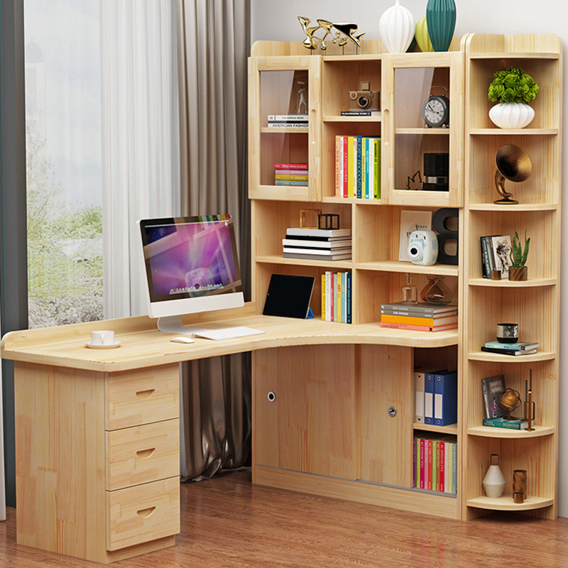 Solid Wood Computer Desk Home Locking Drawer Writing Desk with 3 Drawers