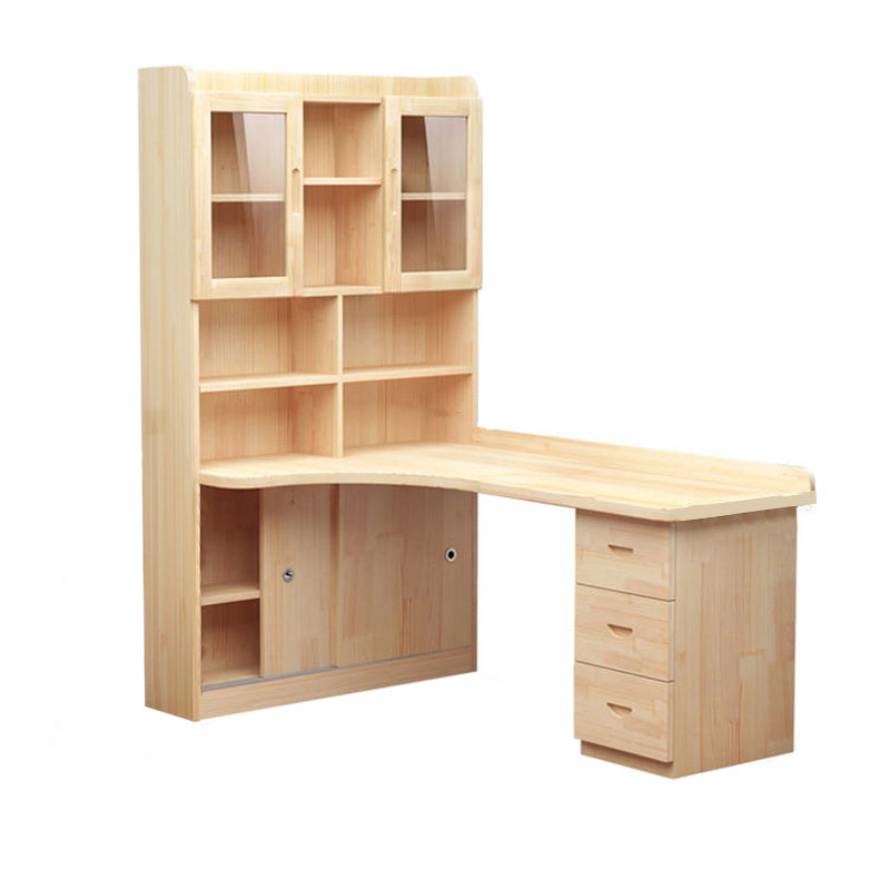 Solid Wood Computer Desk Home Locking Drawer Writing Desk with 3 Drawers