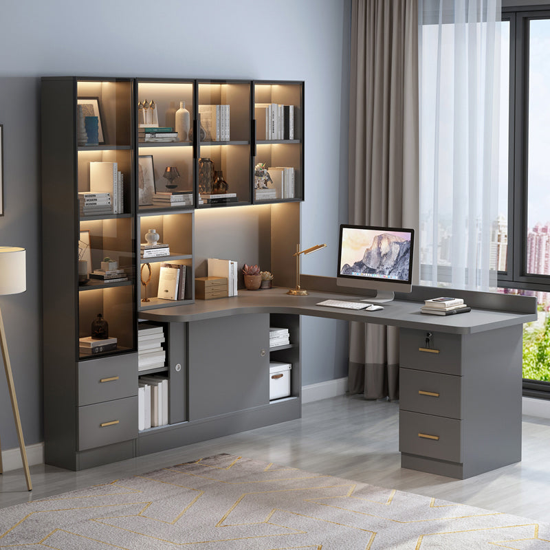 Modern Style Locking Drawer Writing Desk Bedroom Office Desk with Storage and Drawers