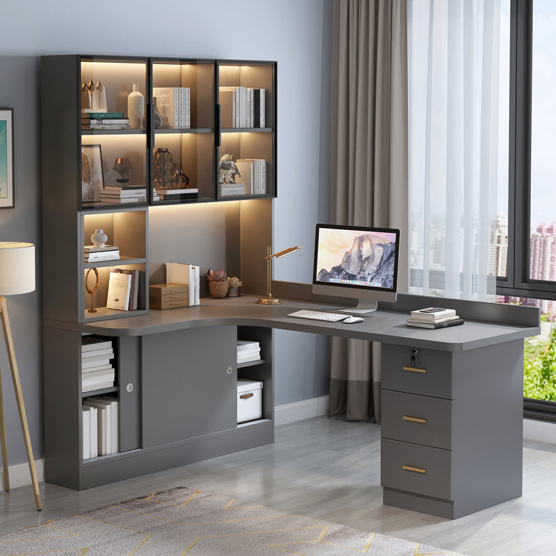 Modern Style Locking Drawer Writing Desk Bedroom Office Desk with Storage and Drawers