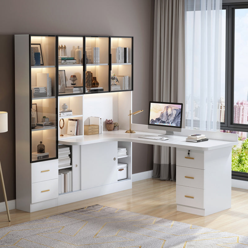 Modern Style Locking Drawer Writing Desk Bedroom Office Desk with Storage and Drawers