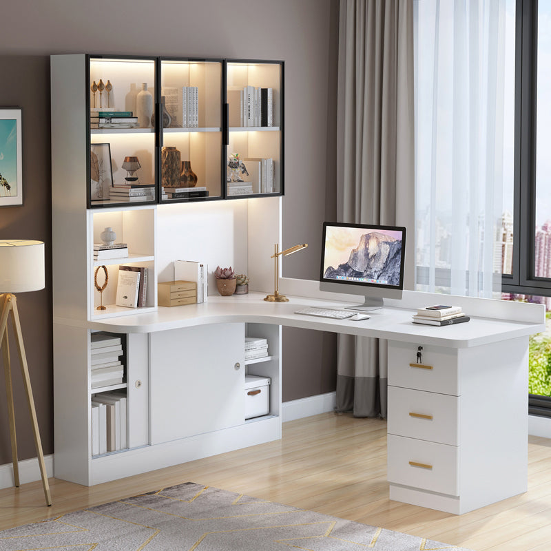 Modern Style Locking Drawer Writing Desk Bedroom Office Desk with Storage and Drawers