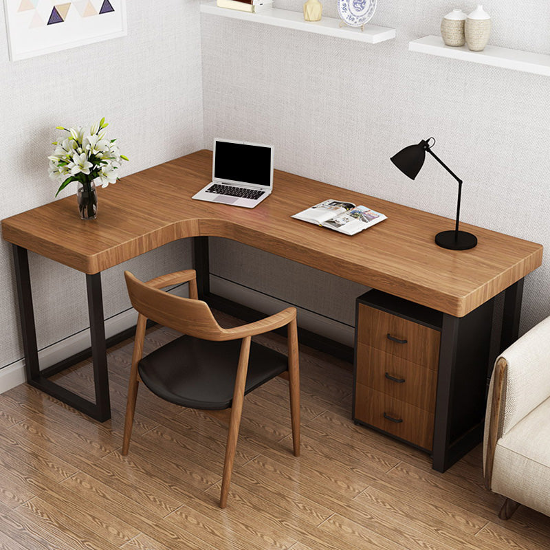 Contemporary Style Wood Office Desk L-Shape Task Desk with Legs for Home