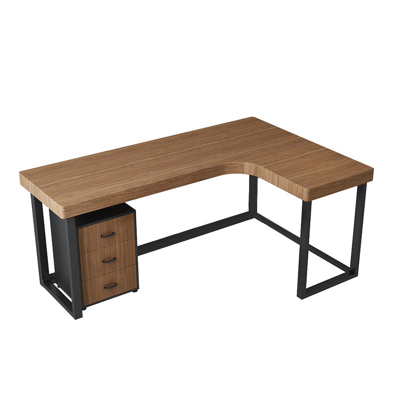 Contemporary Style Wood Office Desk L-Shape Task Desk with Legs for Home