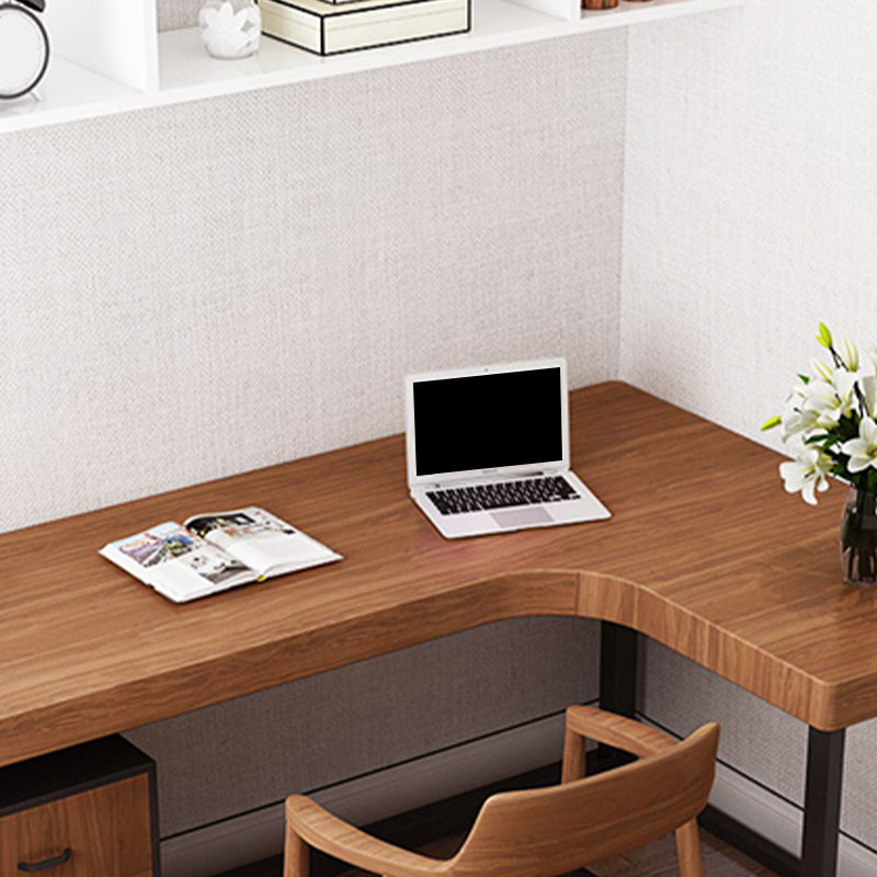 Contemporary Style Wood Office Desk L-Shape Task Desk with Legs for Home