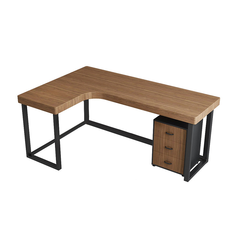 Contemporary Style Wood Office Desk L-Shape Task Desk with Legs for Home