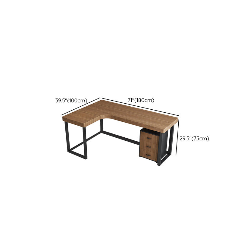 Contemporary Style Wood Office Desk L-Shape Task Desk with Legs for Home