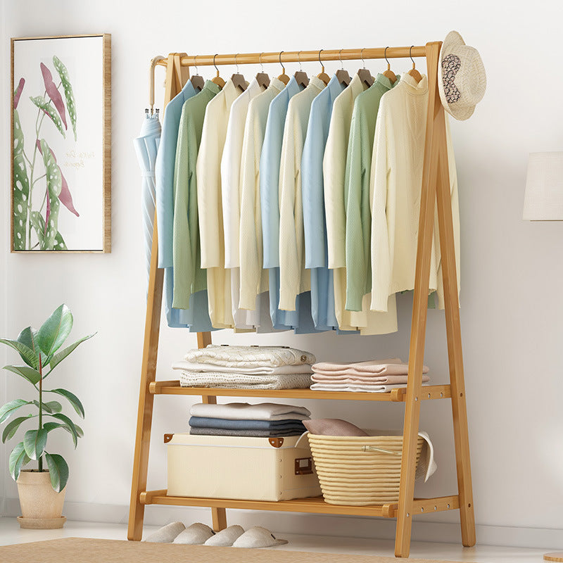 Modern Wooden Coat Rack Storage Shelves Coat Rack with Double Coat Hooks