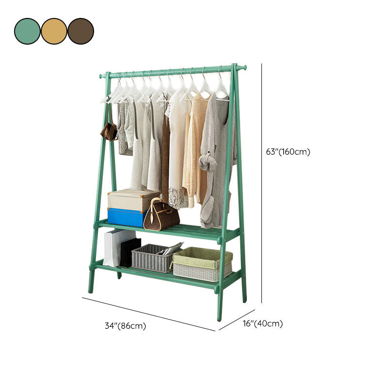 Modern Wooden Coat Rack Storage Shelves Coat Rack with Double Coat Hooks