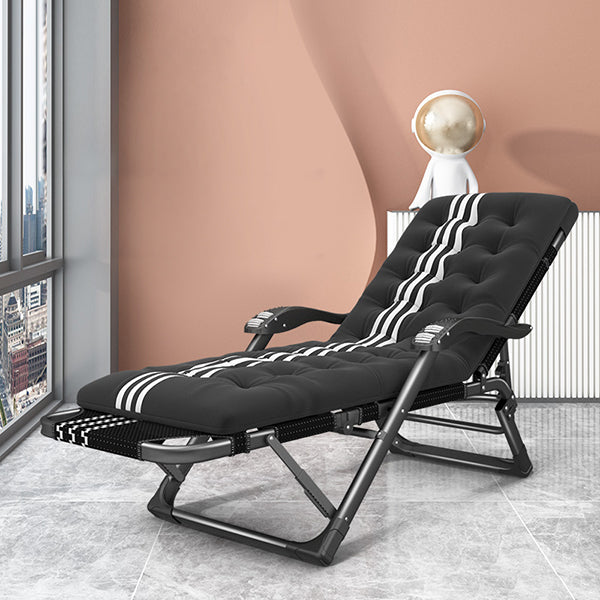 Black Modern Standard Recliner with Position Lock and Metal Base