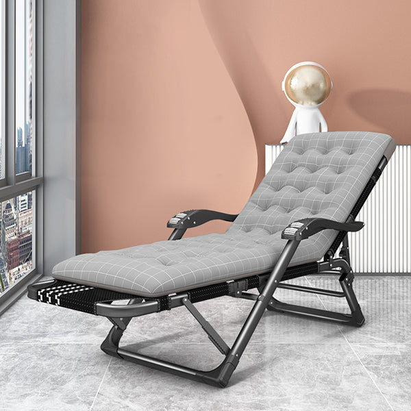 Black Modern Standard Recliner with Position Lock and Metal Base