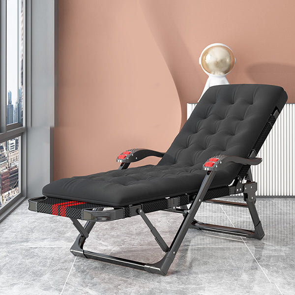 Black Modern Standard Recliner with Position Lock and Metal Base