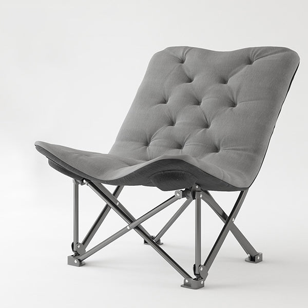 Contemporary Tufted Back Standard Recliner with Black Metal Base