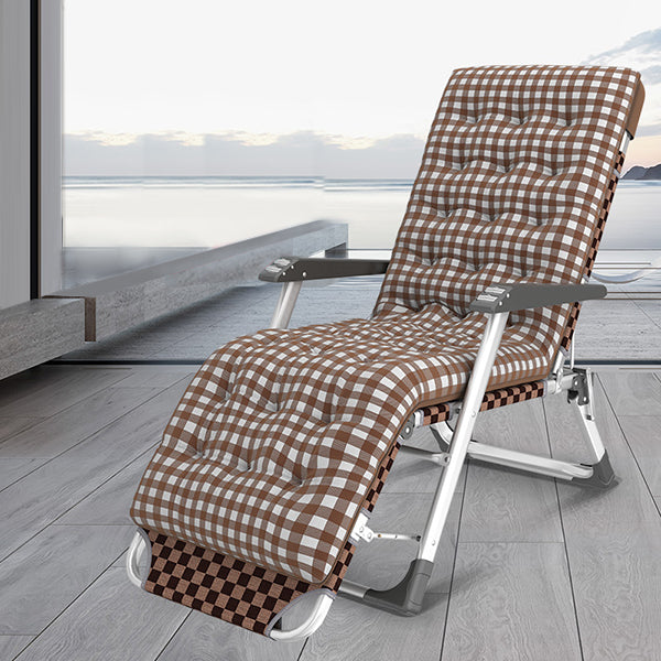 Contemporary Plaid Pattern Standard Recliner with Metal Base and Arms