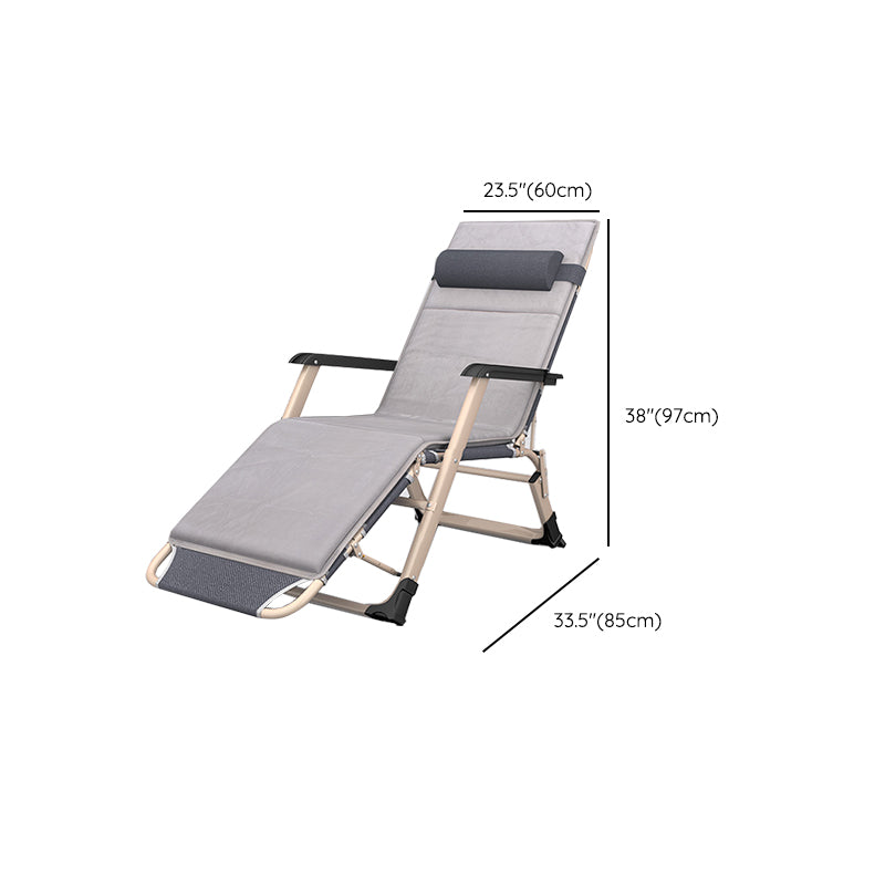 Contemporary Grey Standard Recliner with Metal Base and Black Arms