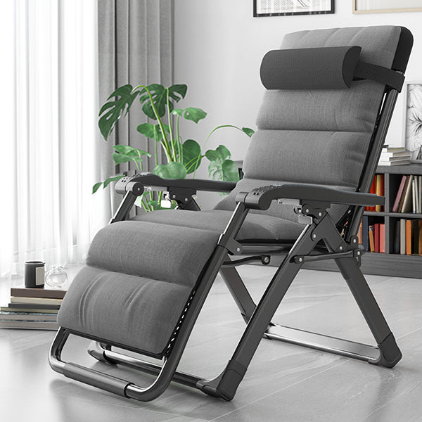 Contemporary Metal Base Recliner Chair with Arms and Headrest