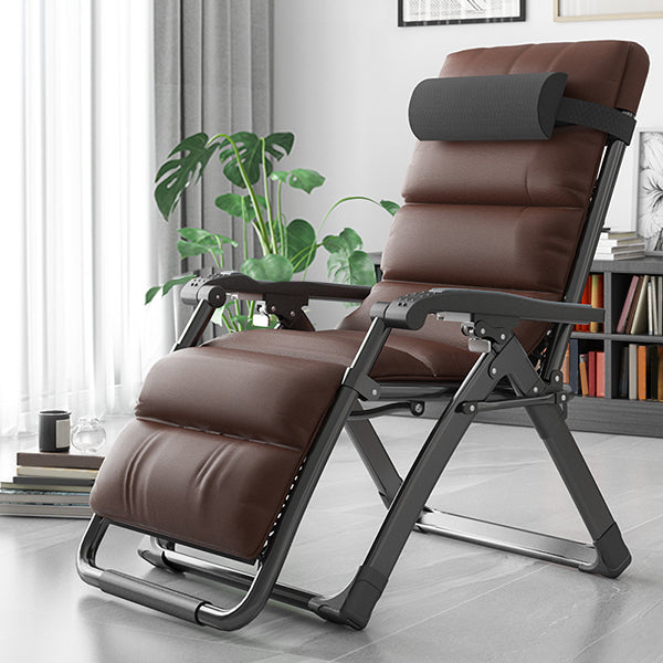 Contemporary Metal Base Recliner Chair with Arms and Headrest