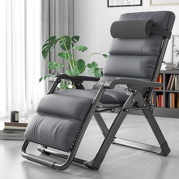 Contemporary Metal Base Recliner Chair with Arms and Headrest