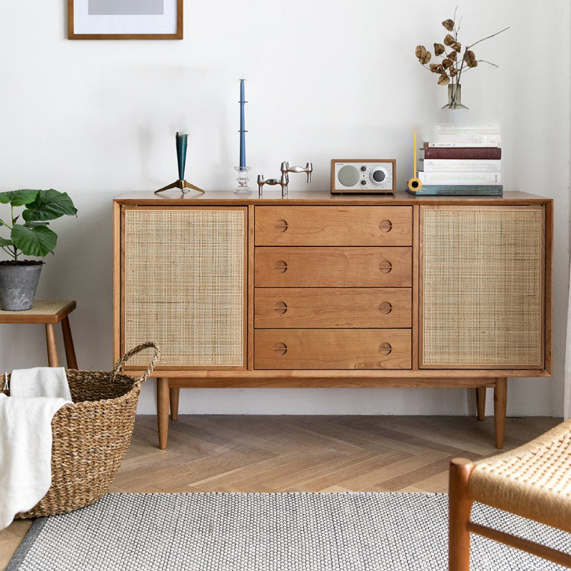 Contemporary Rattan Door Sideboard Cabinet with Storage for Home Use