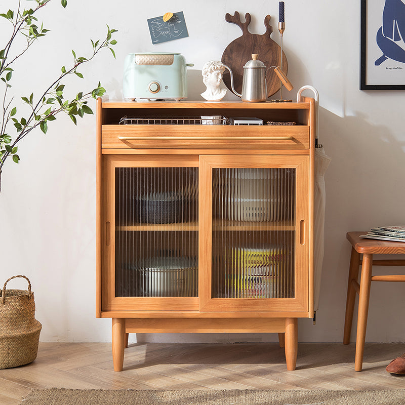 Contemporary Glass Door Sideboard Cabinet with Storage for Home Use