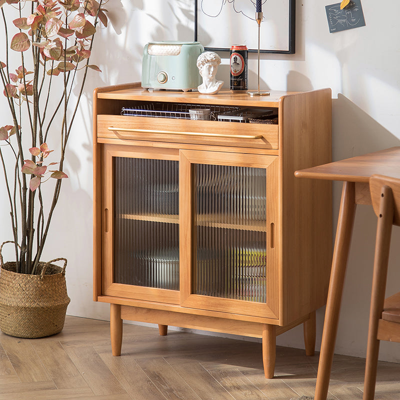 Contemporary Glass Door Sideboard Cabinet with Storage for Home Use