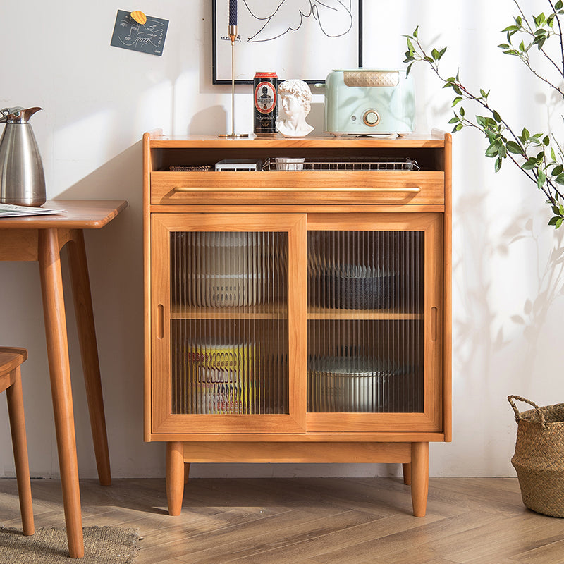 Contemporary Glass Door Sideboard Cabinet with Storage for Home Use