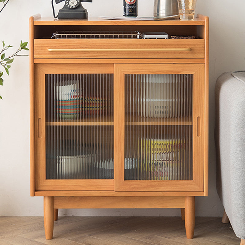 Contemporary Glass Door Sideboard Cabinet with Storage for Home Use