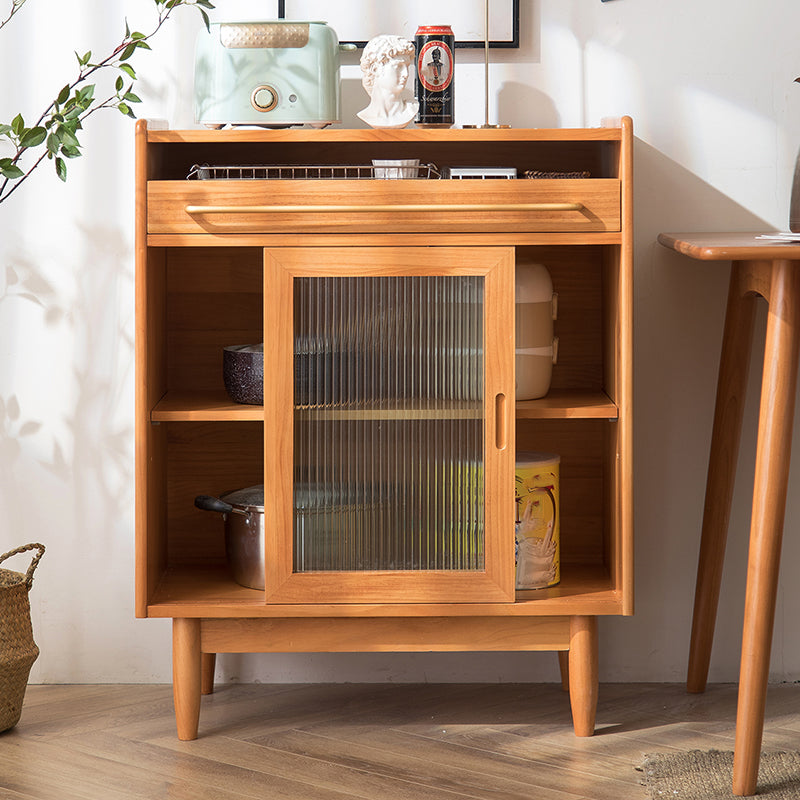 Contemporary Glass Door Sideboard Cabinet with Storage for Home Use