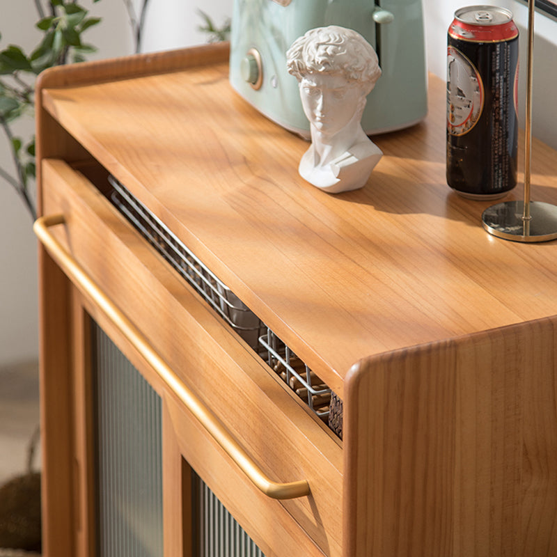 Contemporary Glass Door Sideboard Cabinet with Storage for Home Use