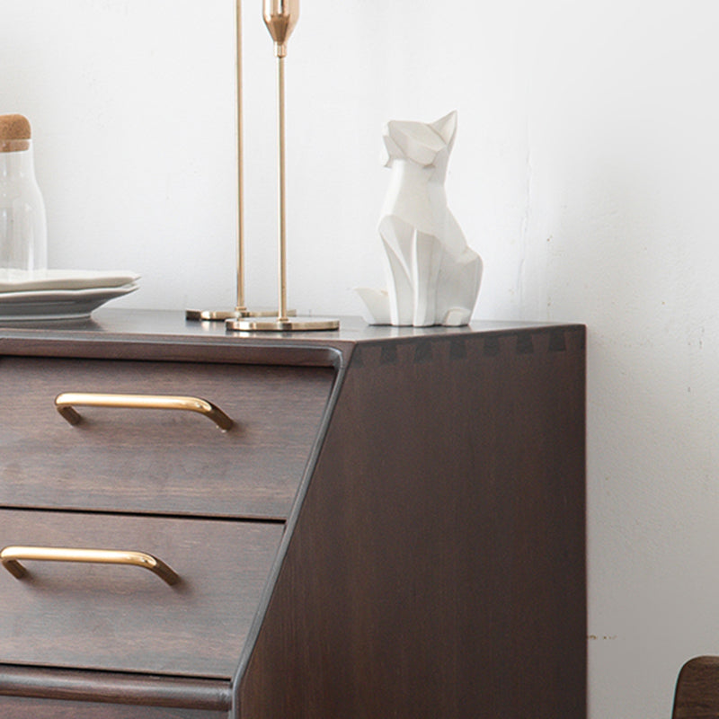 Contemporary Storage Pine Wood Sideboard Cabinet with Glass Doors