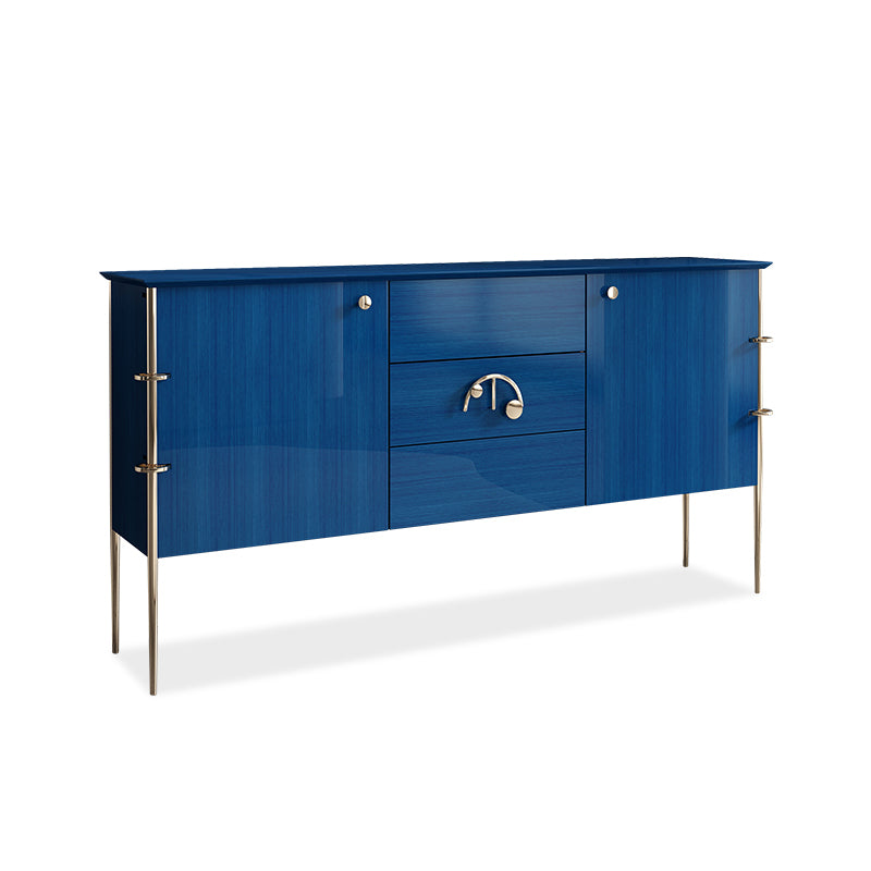 Contemporary Ash Wood Storage Sideboard Cabinet Doors and Drawers