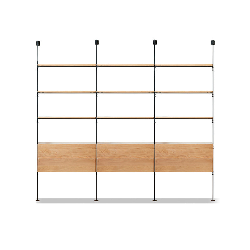 Industrial Living Room Display Stand Wall Mounted Multi-shelf in Natural