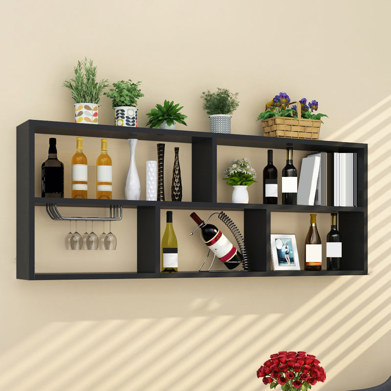 Manufactured Wood Bottle Holder Modern Style Wall Mounted with Shelf