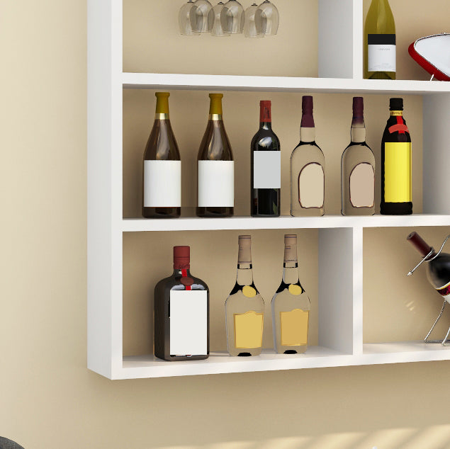 Manufactured Wood Bottle Holder Modern Style Wall Mounted with Shelf