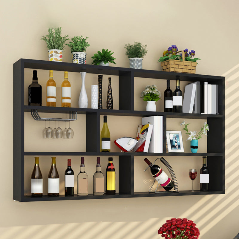 Manufactured Wood Bottle Holder Modern Style Wall Mounted with Shelf