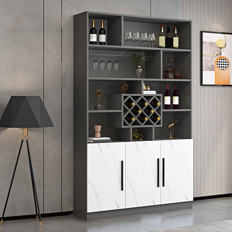 Modern Style Manufactured Wood Floor Wine Bottle Holder with Storage Shelves