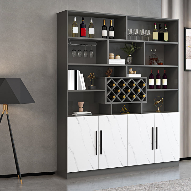 Modern Style Manufactured Wood Floor Wine Bottle Holder with Storage Shelves