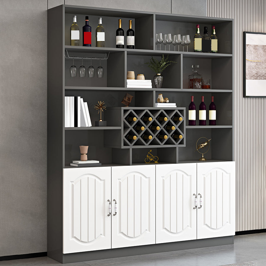 Modern Style Manufactured Wood Floor Wine Bottle Holder with Storage Shelves